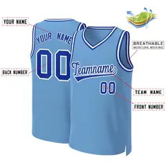 Light Blue Royal-White Classic Basketball Jersey 2