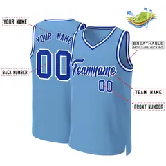 Light Blue Royal-White Classic Basketball Jersey 2