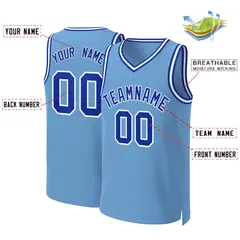 Light Blue Royal-White Classic Basketball Jersey 2