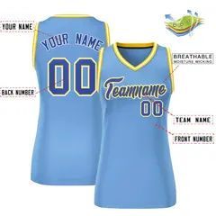 Light Blue Royal White Classic Mesh Women Basketball Jersey 2