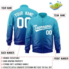 Light Blue Royal-White Gradient Full-Zip Letterman Bomber Jacket 2