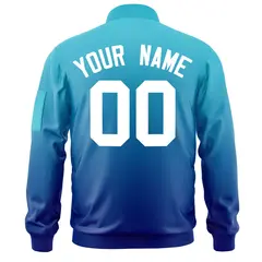 Light Blue Royal-White Gradient Full-Zip Letterman Bomber Jacket 4