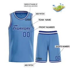 Light Blue Royal-White Heal Classic Basketball Jersey Set 3