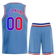 Light Blue Royal-White Heal Classic Basketball Jersey Set 2