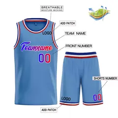 Light Blue Royal-White Heal Classic Basketball Jersey Set 3