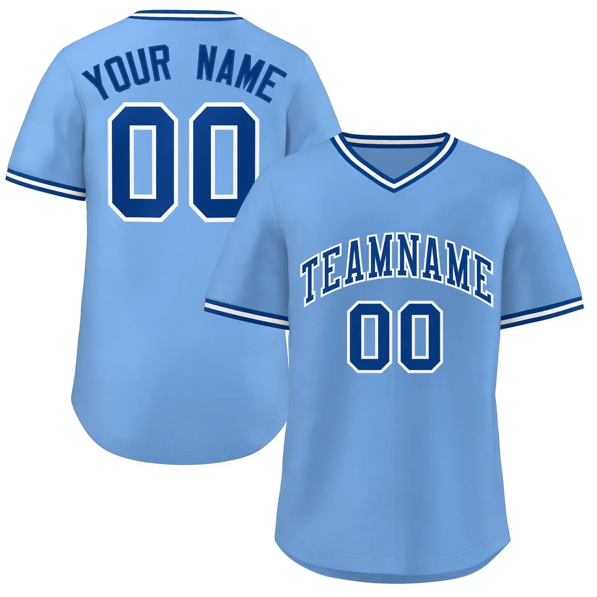 Light Blue Royal-White Pullover Baseball Jersey