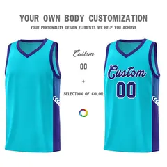 Light Blue Royal-White Side Stripe Sports Basketball Jersey 3