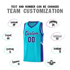 Light Blue Royal-White Side Stripe Sports Basketball Jersey 4