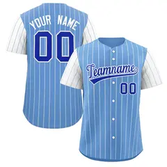 Light Blue Royal-White Stripe Raglan Baseball Jersey 1