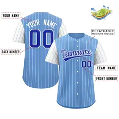 Light Blue Royal-White Stripe Raglan Baseball Jersey 2