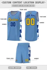 Light Blue Royal-White Triangle Splicing Basketball Jersey 2