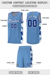 Light Blue Royal-White Triangle Splicing Basketball Jersey 2