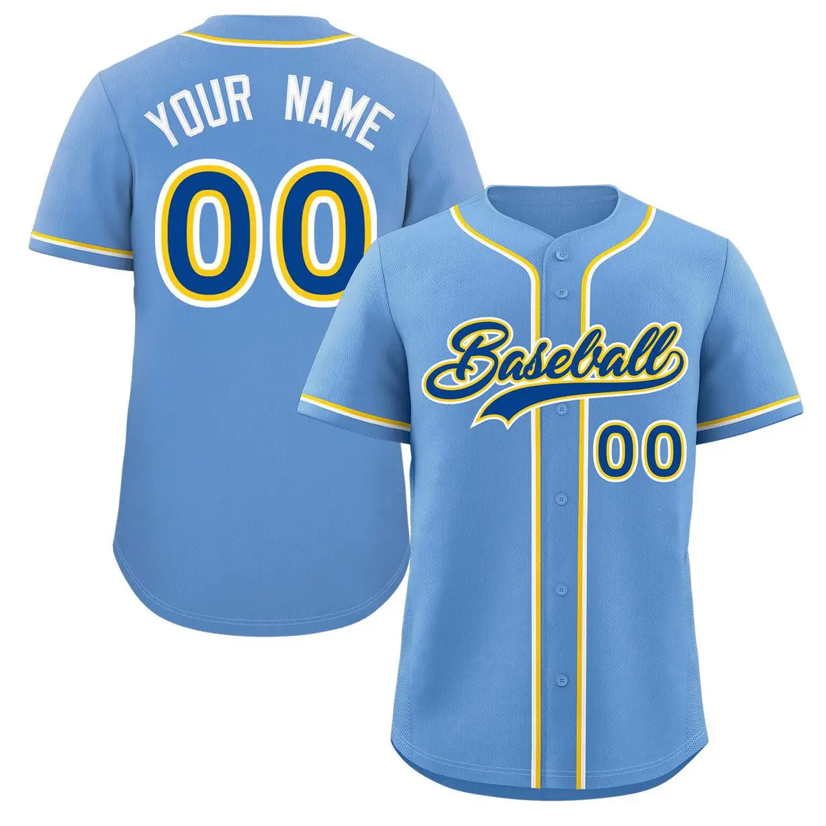 Light Blue Royal-Yellow Classic Authentic Baseball Jersey