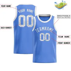 Light Blue Sequined Trim Athletic Basketball Jersey 2