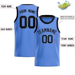 Light Blue Sequined Trim Athletic Basketball Jersey 2
