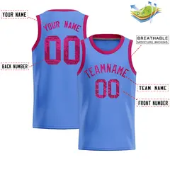 Light Blue Sequined Trim Athletic Basketball Jersey 2