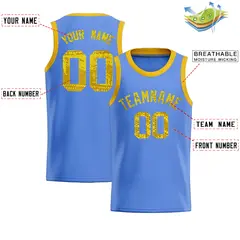 Light Blue Sequined Trim Athletic Basketball Jersey 2