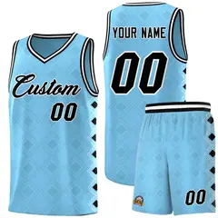 Light Blue Side Blocks Sports Uniform Basketball Jersey