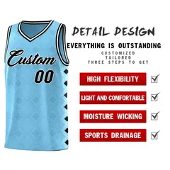 Light Blue Side Blocks Sports Uniform Basketball Jersey 2