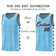 Light Blue Side Blocks Sports Uniform Basketball Jersey 3