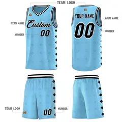 Light Blue Side Blocks Sports Uniform Basketball Jersey 5