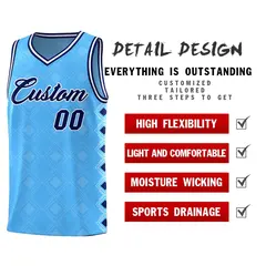 Light Blue Side Blocks Sports Uniform Basketball Jersey 2