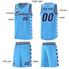 Light Blue Side Blocks Sports Uniform Basketball Jersey 5