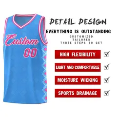 Light Blue Side Blocks Sports Uniform Basketball Jersey 2
