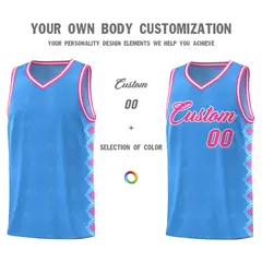 Light Blue Side Blocks Sports Uniform Basketball Jersey 3