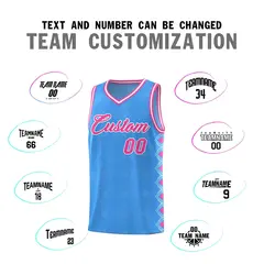 Light Blue Side Blocks Sports Uniform Basketball Jersey 4