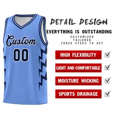 Light Blue Side Lightning Graffiti Basketball Uniform Jersey 2