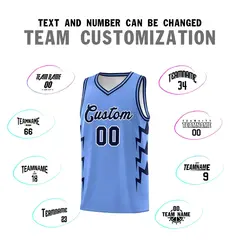 Light Blue Side Lightning Graffiti Basketball Uniform Jersey 4