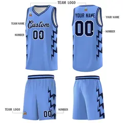 Light Blue Side Lightning Graffiti Basketball Uniform Jersey 5