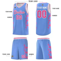 Light Blue Side Lightning Graffiti Basketball Uniform Jersey 5