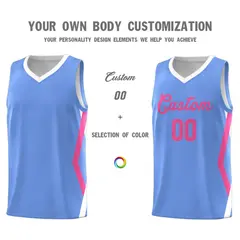 Light Blue Side Rhombus Graffiti Pattern Basketball Jersey 3