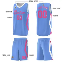 Light Blue Side Rhombus Graffiti Pattern Basketball Jersey 5