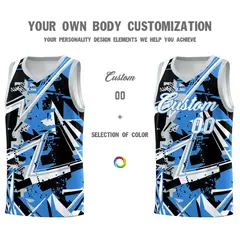 Light Blue Silver Abstract Graffiti Basketball Jersey 3