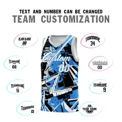 Light Blue Silver Abstract Graffiti Basketball Jersey 4