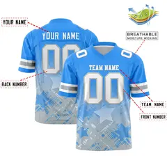 Light Blue Star Gradient Flag Football Jersey 2