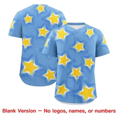 Light Blue Star Graffiti Baseball Jersey 9