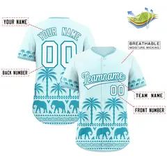 Light Blue Teal Graffiti Bossinia Style Baseball Jersey 2