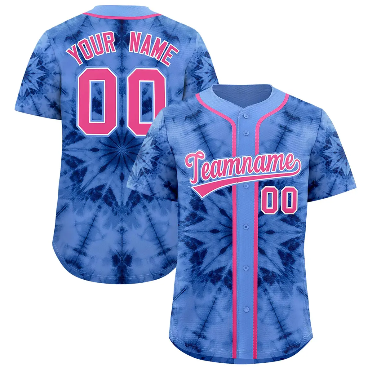 Light Blue Tie-Dye Graffiti Authentic Baseball Jersey