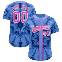 Light Blue Tie-Dye Graffiti Authentic Baseball Jersey