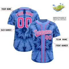 Light Blue Tie-Dye Graffiti Authentic Baseball Jersey 2