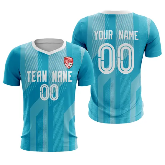 Light Blue White Athletic Sport Soccer Jersey