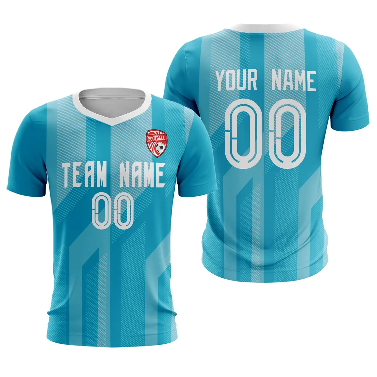 Light Blue White Athletic Sport Soccer Jersey