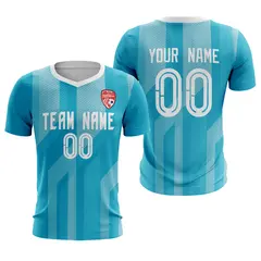 Light Blue White Athletic Sport Soccer Jersey 1