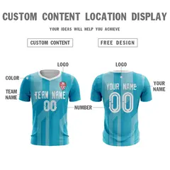 Light Blue White Athletic Sport Soccer Jersey 2