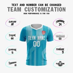 Light Blue White Athletic Sport Soccer Jersey 3