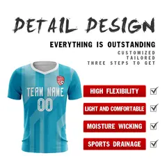 Light Blue White Athletic Sport Soccer Jersey 4